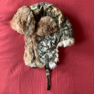 100% real rabbit fur Aviator bomber hat